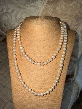 Classic Freshwater Pearl Strand Necklace opera length- Ivory gorgeous quality